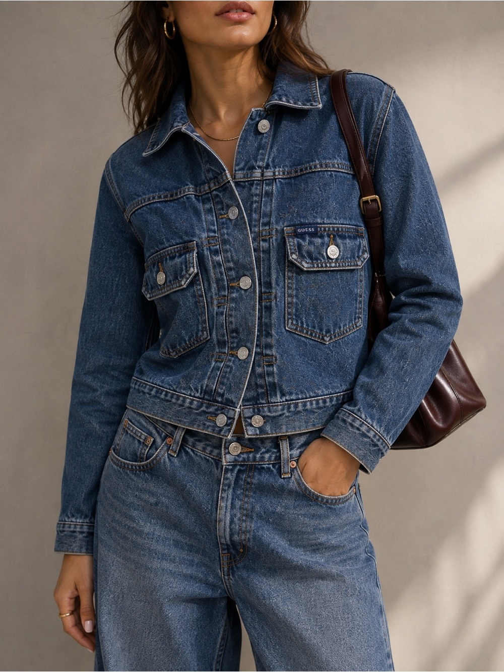 Vintage Guess USA Denim Jean Jacket Made in USA XL 90s